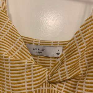 ALI & JAY yellow and white stripped jumpsuit